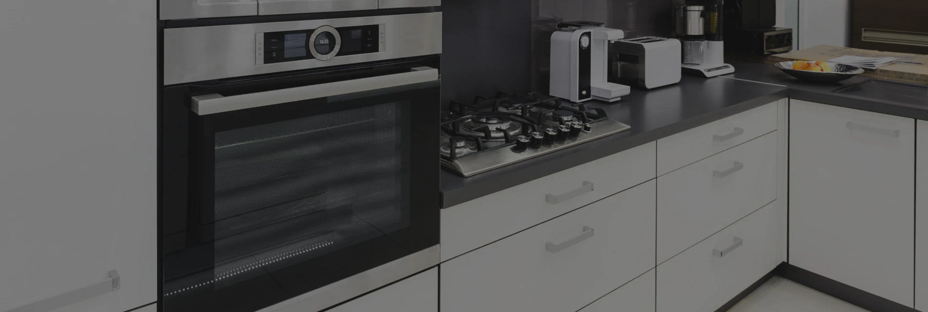 close up shot of oven in modern kitchen
